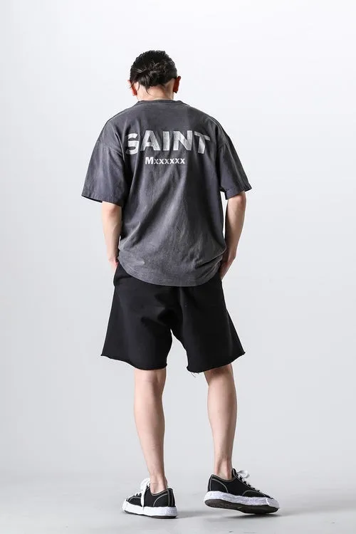 SAINT Mxxxxxx × EVANGELION NEON GNSIS TEE/BLK co-branded Neon Genesis Evangelion distressed short-sleeves, washed black S-XL, vintage NEW VINTAGE, top printing technology, garment dyeing, re-washed, distressed, correct co-branded main mark/washing mark